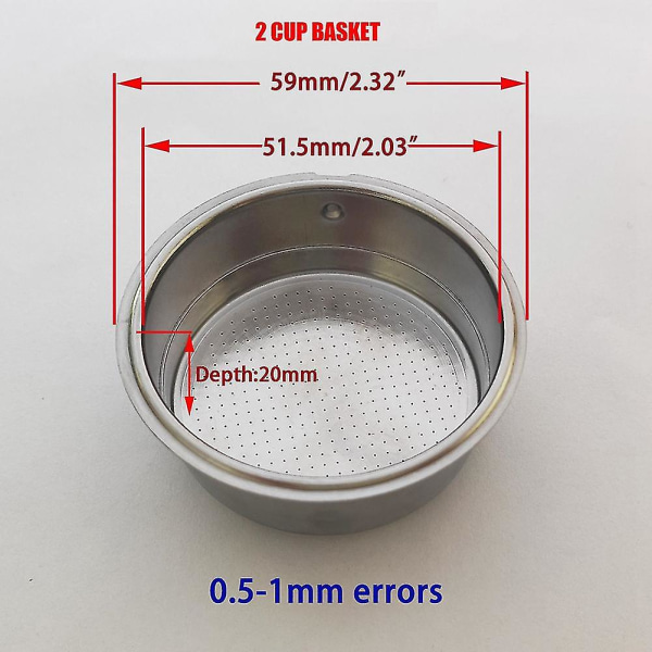 51 mm bottenlöst kaffe Återanvändbara filter Portafilter för Homix-hållare 60 mm 15-20bar för espressokaffe Silver  Black