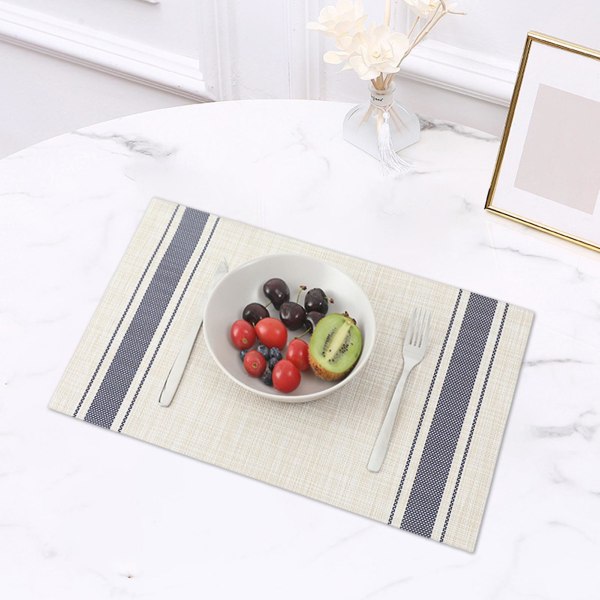 Spisebord dekkeunderlag Vanntett varmebestandig bordmatte Stilig stripete mønster dekkeunderlag for hjemmekjøkken White