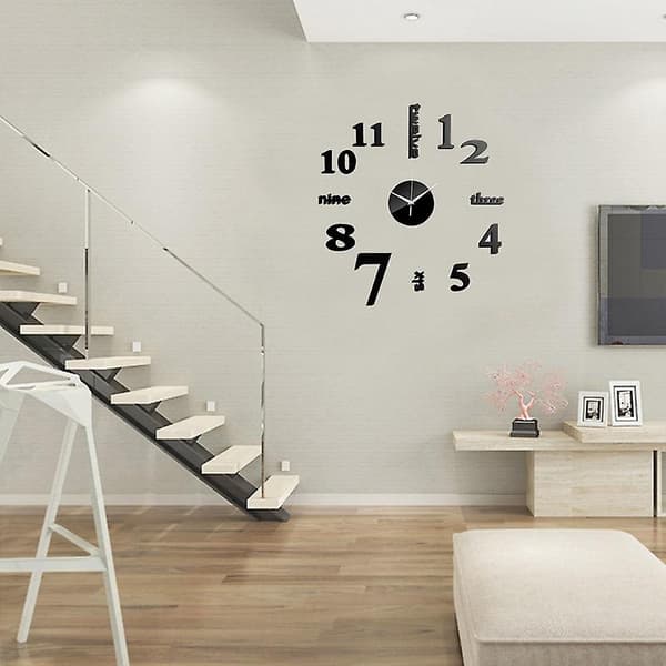 Väggpendel Modern Design Tyst och Tickande Ramlös 3D Väggklocka för Sovrum Kök Vardagsrum