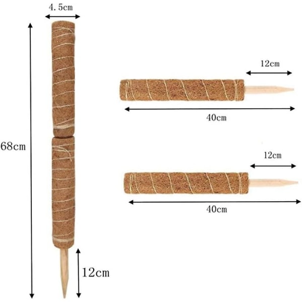 2 kpl 40 cm kookostikku, kasvien istutukseen Kasvin nimi Tukea kookoskiipeilykasvien jalusta