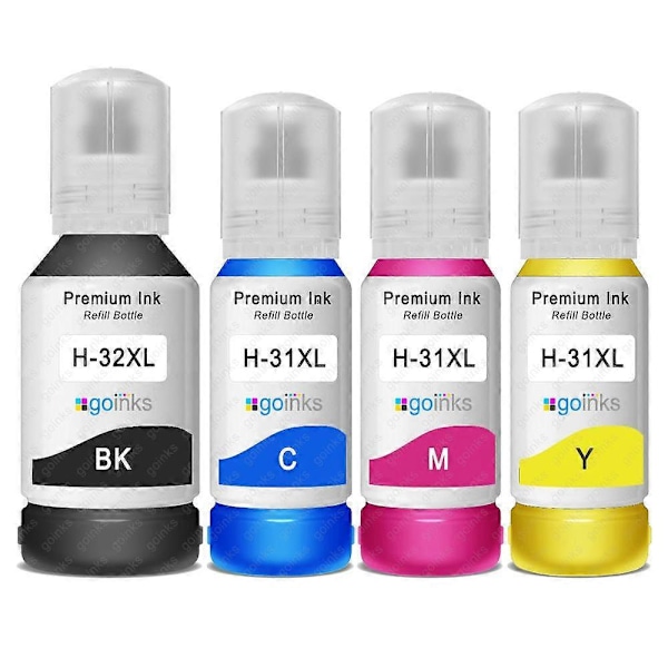 Sæt med 4 blækflasker 135ml/70ml til erstatning for HP 32XL & 31XL Kompatibel/ikke-OEM fra