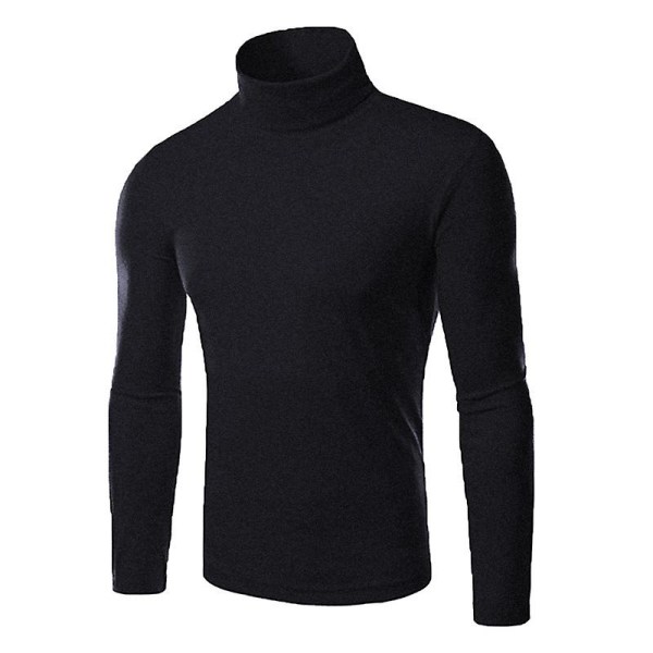 Mænd Polo Roll Turtle Neck Pullover Strikket Jumper Toppe Sweater Shirt Dark Grey XL