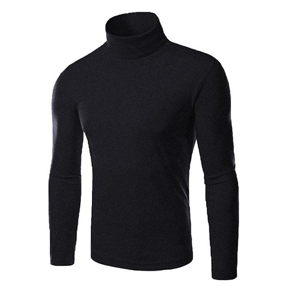 Menn Polo Roll Turtle Neck Pullover Strikket Jumper Topper Genser skjorte Dark Grey 2XL