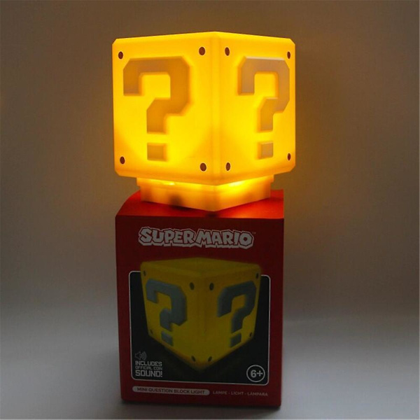Super Mario Bros Kysymysmerkki-kuutio LED Yövalo Äänellä USB Ladattava Tunnelmavalaisin Syntymäpäivälahja Lapsille Teineille Aikuisille