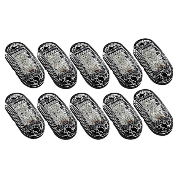 10x Valkoiset LED 2,5 tuuman 2 Diodi Valo Ovaali Sivuvalot Auto Kuorma-auto Perävaunu RV Sivu Merkkivalo