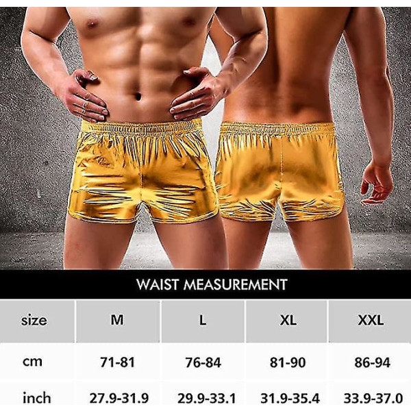 Sexiga metalliska glänsande boxer för män Korta byxor med fickor