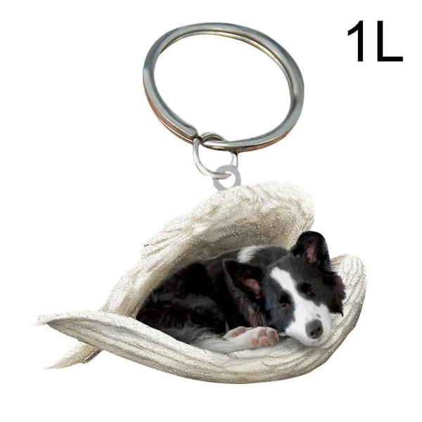 Riippuva koriste avaimenperä Söpö nukkuva enkeli koiran siipi riipus koiran lahja Ca Border Collie