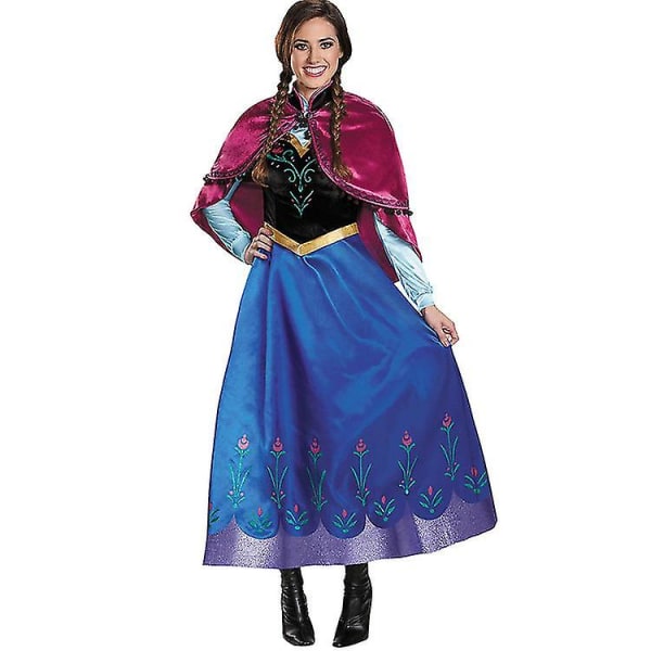 Voksen Prinsesse Anna Elsa Kostyme Jul Cos Fancy Dress Outfit Anna L