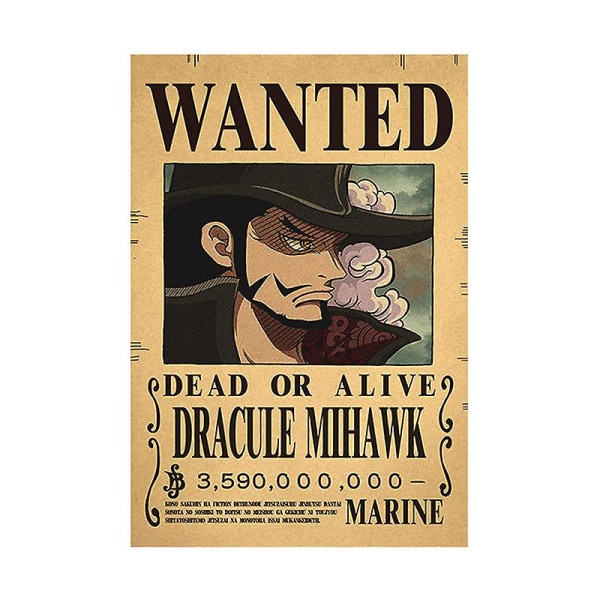 Juliste One Piece Wanted Wanted Juliste Luffy Paper Vintage juliste Makuuhuone E