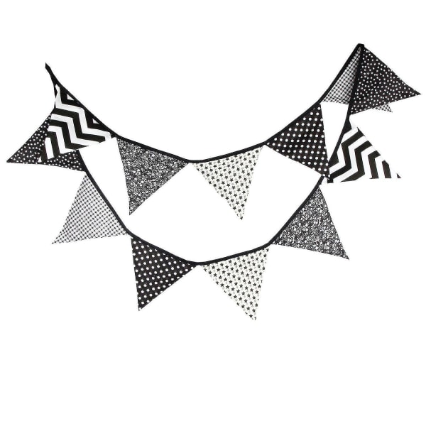 Svartvitt printed bomull Triangulär sträng Flagga Tältflagga Baby Bakgrund Bröllopsevenemang Plats Layout Shibaod