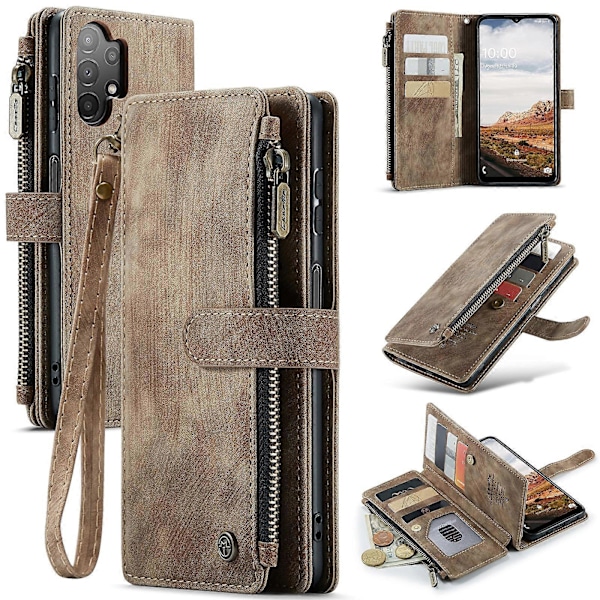 Til Samsung Galaxy A13 4G/A13 5G/A04S/A04/M13 5G CaseMe C30 Multifunktionelt Telefon Læder Etui Brown