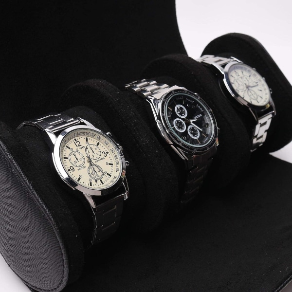 3 Fack Watch Retro Pu Watch Roll Case Elastisk watch Organizer Hållare Smycken Förvaringslåda För Watch Brun