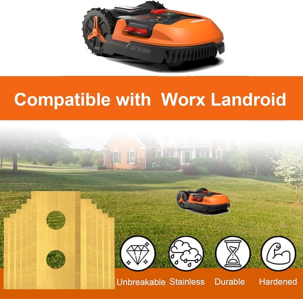 Erstatningsblader for robotgressklipper, 24-pakning titanbelagte gressklipperblader for Worx Landroid
