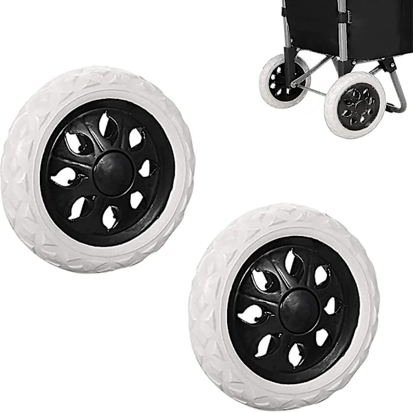 2 Stk. Udskiftningshjul i Gummi til Indkøbsvogne, Plastik Trolley Hjul med Skum, Sort Hot Design Trolley Hjul, Til Indkøbsvogne, Trolleys, N