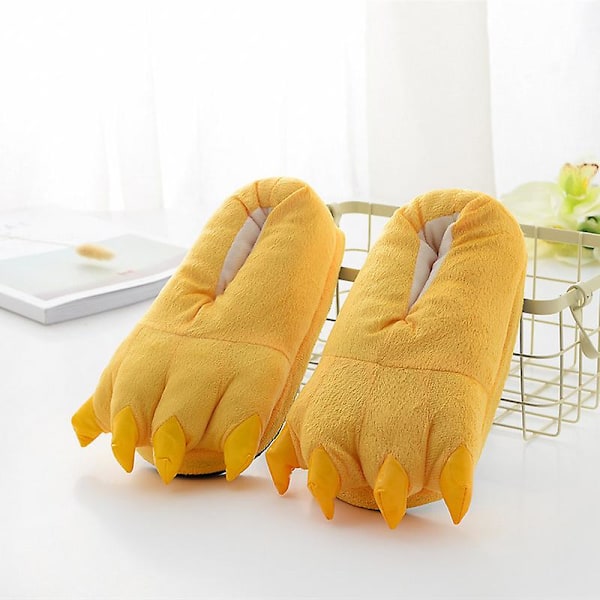 Aikuiset/lapset Pehmeä Leikkieläin Kynsi Kengät Unisex Hauska Vihreä Eläin Pehmeä Dinosaur Kynsi Tossut Sisätiloihin keltainen yellow 30to34