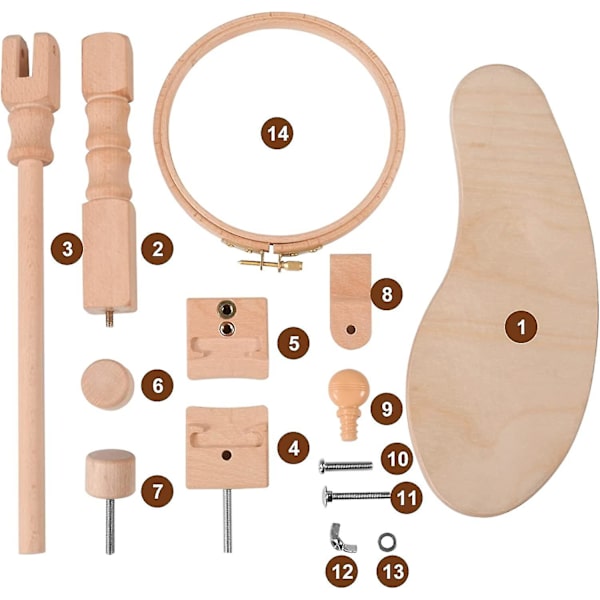 Broderiställ med 15 cm Båge - Roterbart Broderibågeställ, Korsstygnsramställ i Trä för Handarbete, Handsfree Broderibågehållare