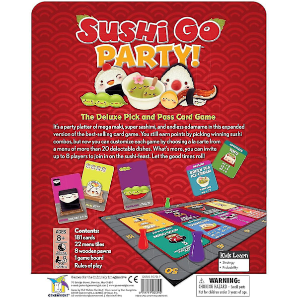 Gamewright | Sushi Go Party Spil | Kortspil | Alder 8+ | 2-8 Spillere | 20 Minutters Spilletid