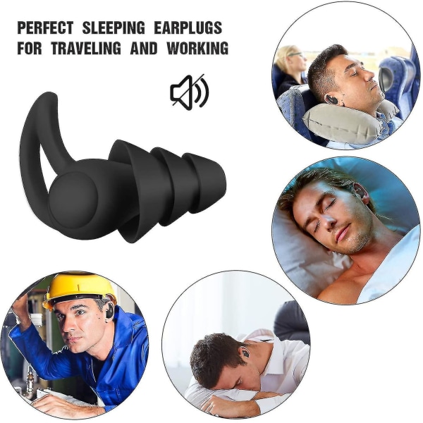 Svarte ørepropper for søvn Støyreduserende ørepropper Trådløse ørepropper i silikon Gjenbrukbare