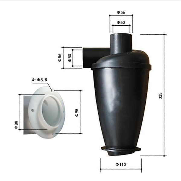 Dammfri Cyklon Dammsamlare SN50T4 50mm Inre Diameter Tillbehör Industriell Separator Samlare