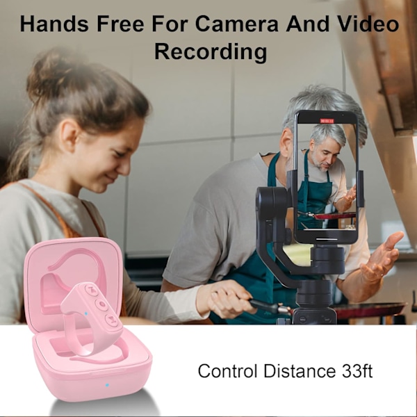 Bluetooth fjernbetjeningspager er egnet til iPhone Android iPad, mobiltelefon, kamera, fjernudløser, selvudløserknap, Bluetooth ring (pink)