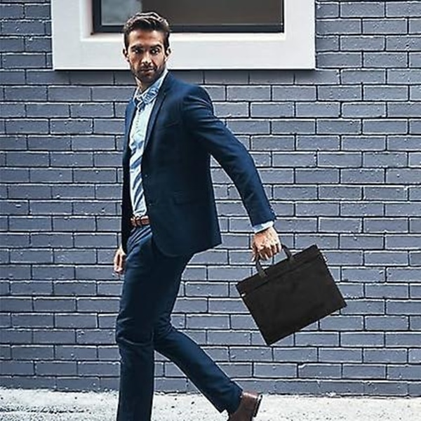 Office Document Bag, Herr Portable Portable Pärm A4 Fil Dragkedja Svart 1 Styck