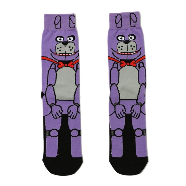 Fem netter hos Freddys Inspirerte sokker Skrekkspill Karakter tegneseriesokker Morsom nyhet Skremmende sokker for kvinner Menn Tenåring Purple