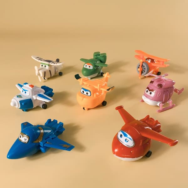 8 stk sæt Tv Animation Super Wings Transformerende fly Mini karakterer Børnelegetøj