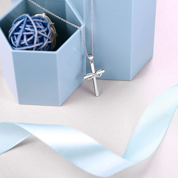 925 Sterling Sølv Kors Halskjede Damer Infinity Halskjede Kjæreste Kors Smykker Gave Til Kristus