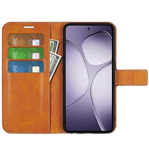 Til Xiaomi 14T Pro Stativ Etui Anti-Ridse Kalveskindstekstur Læder Telefon Cover -