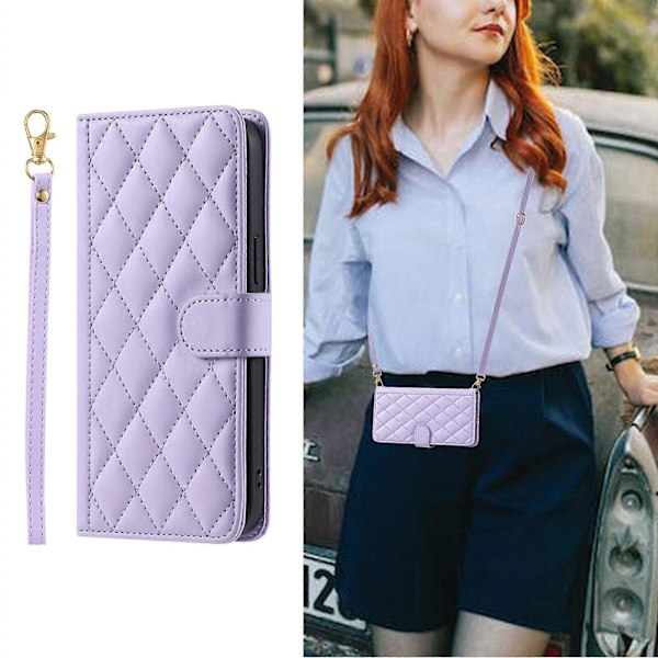 Kotelo Samsung Galaxy S20 FE 5G/4G -puhelimelle, lompakkokansi, crossbody-kaulanauha, olkahihna, yhteensopiva Samsung Galaxy S20 FE 5G/4G -puhelimen kanssa Purple