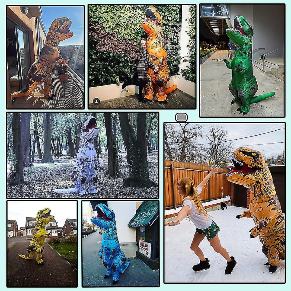 Kuumat puhallettavat dinosaurusasut pukupuku T-rex Anime Party Cosplay blue Adult 150-195cm