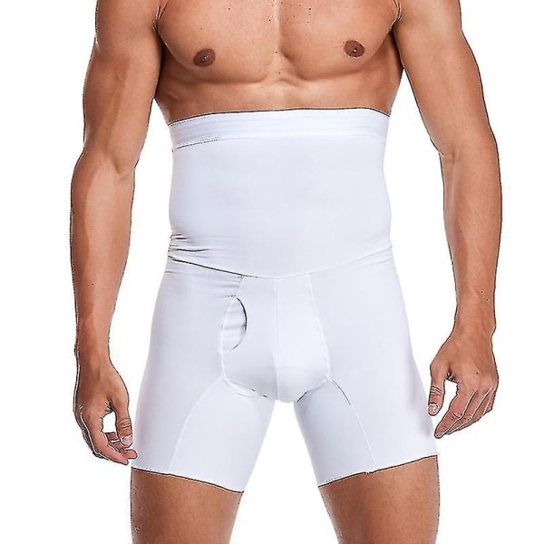 Männs Magshorts Kroppsskulpterande Kompression Hög Midja Tränare Mag Mag Slim Kroppsskulpterande Boxer Underkläder whtie S