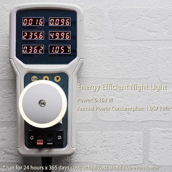 Rött Nattlampa, LED Nattlampa Med Kontakt, Rund, Ljussensor, Energieffektiv, Set Om 2