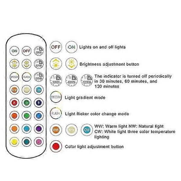 USB Uppladdningsbar Lampa med Fjärrkontroll Timer Dimbar Lätt att Installera Batteridriven E27 Lampa RGB Lampa