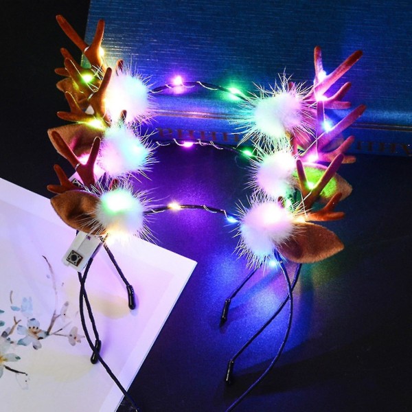 Søt gevir selvlysende hodebånd med led lys hodebånd for barn Aldult julepynt Hårbånd Hodeplagg Hårtilbehør Høy kvalitet