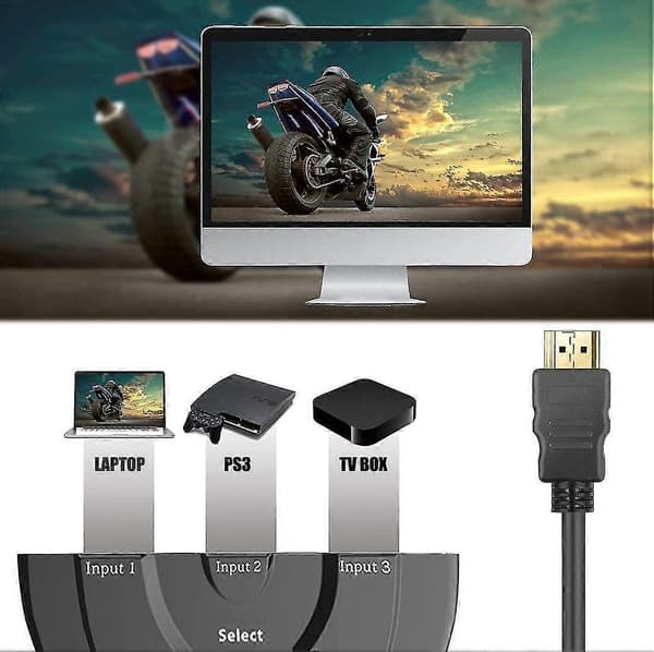 Switch, HDMI Pigtail Switch Splitter 3 ind 1 ud med højhastigheds Pigtail-kabel
