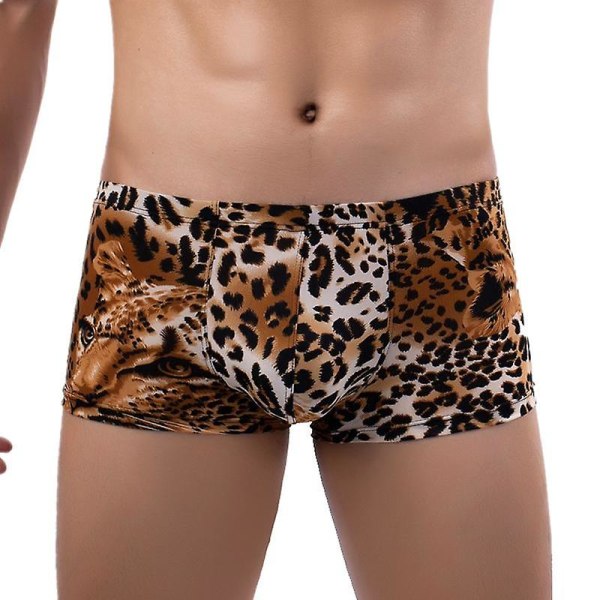 Sexiga män underkläder boxer Homme ormskinn leopardtrosor man andas U konvex påse kalsonger Cueca Calzoncillo M-xxl greyleopard L