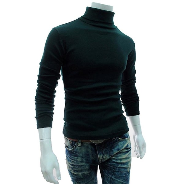 Menn Polo Roll Turtle Neck Pullover Strikket Jumper Topper Genser skjorte Green M