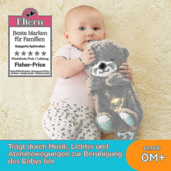 Dulme og putte Otter, babysovende plyslegetøj, med beroligende musik og rytmiske bevægelser for at berolige nyfødt baby