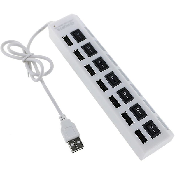 Nopea USB-keskitin 7 portilla ja sinisellä LED-merkkivalolla