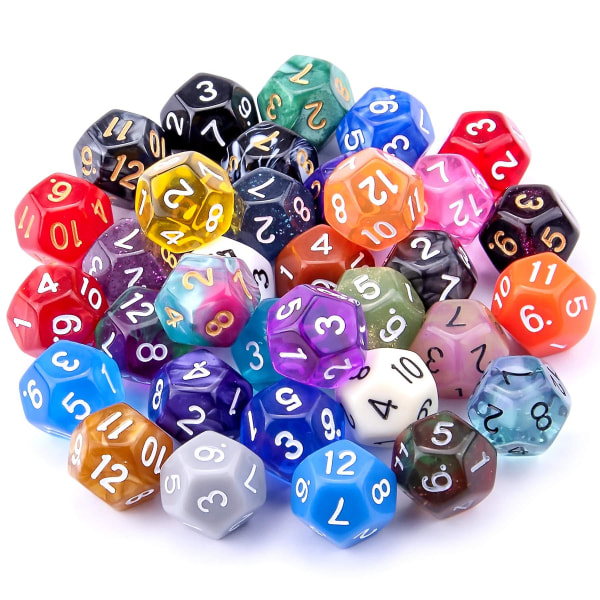 50 Pieces Polyhedral Dice 12 Sided Mixed Colours Dice For Dnd Rpg Mtg Table Games 8mm