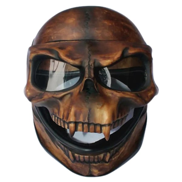 Halloween Skrämmande Skull Cosplay Latex Mask Skräck Fest Huvudbonader Med Led Ljus Fancy Dress Up Prop Coffee