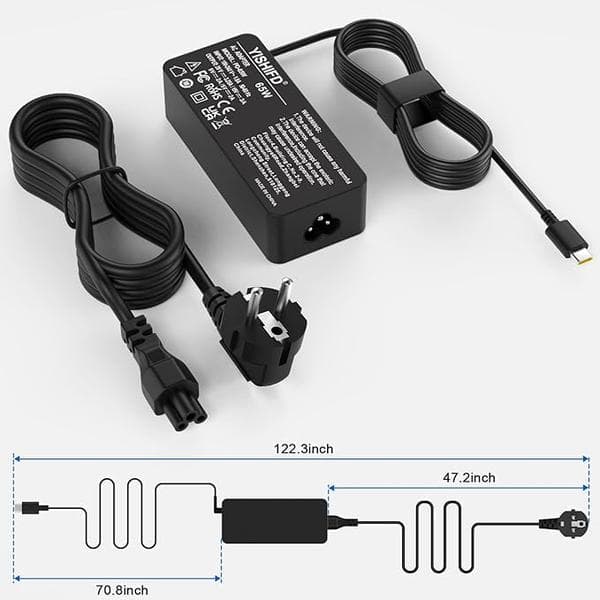 65W USB C Strøm Laptop-oplader til Lenovo ThinkPad Huawei