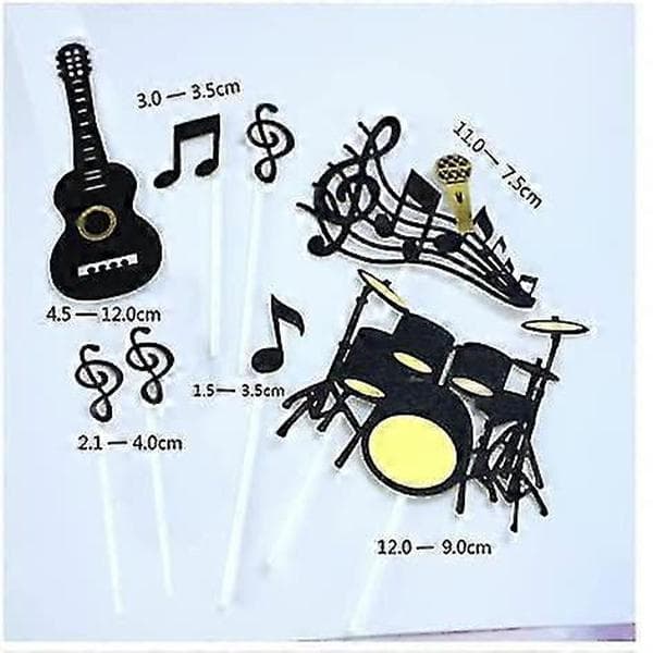 Musiknoder Kagepynt, Musiktema Fødselsdagsfest Tilbehør, Musiknoder Cupcake Pynt Guitar Kagepynt Til Musikerfest Baby Shower