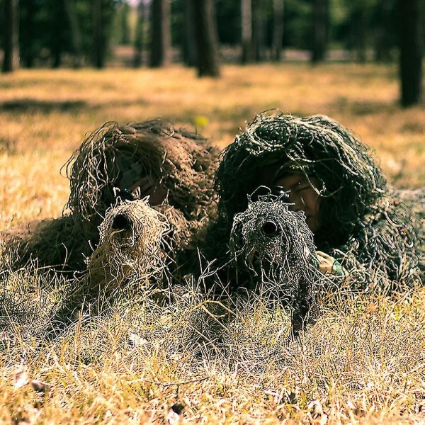 Lasten kokoinen Ghillie-puku Camo Woodland naamiointimetsästyspeli 5-osainen laukku White 150