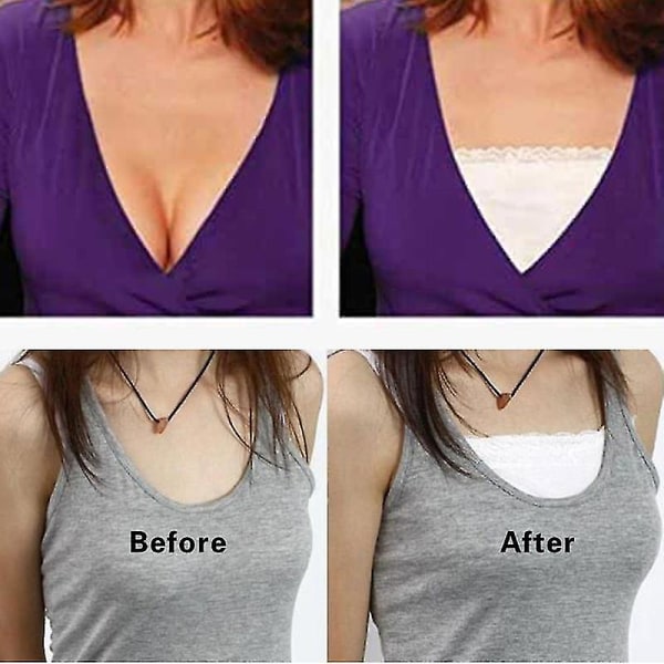 3 st. Dekolleté-säkra Snap-on Mock Camisole Spets Andningsbar Stretchig För Kvinnor