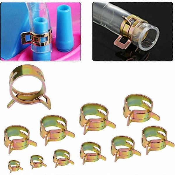 Fjederklemme Slangeklemmer 100 STK Benzin Slangeklemme 6-17mm Justerbar Slangeklemme 5 Forskellige Størrelser til Fastgørelse af Slange og Slange