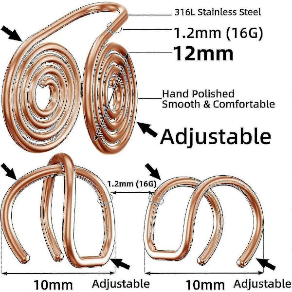 Tryckörhänge för keloid, Keloid örhängen tryckklämma, Kompression Rose Gold