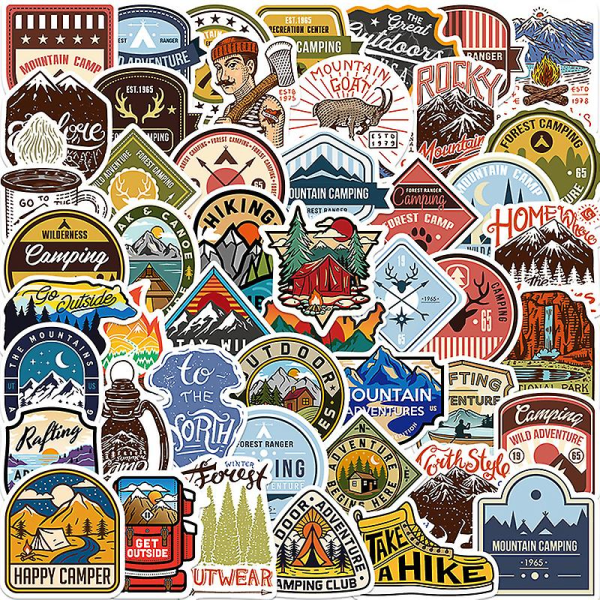 48 stk Udendørs Rejse Camping Tegnefilm Stickers Bagage Guitar Laptop Telefon Decal