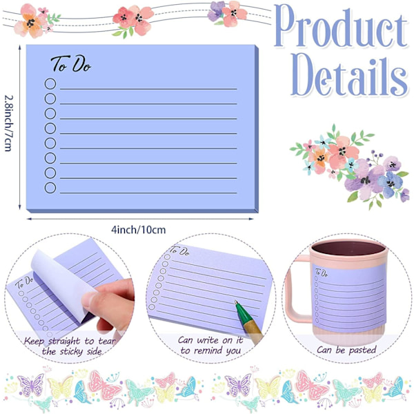 9 Pakke To Do List Sticky Notes, 450 Ark Selvklæbende To Do Sticky Notes med Linje, 3x4 tommer klæbende post-it notes (Flerfarvet)